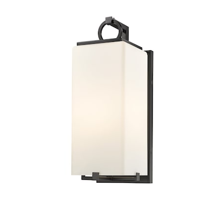 Z-Lite Sana 1 Light Outdoor Wall Sconce, Black & White Opal 593M-BK
